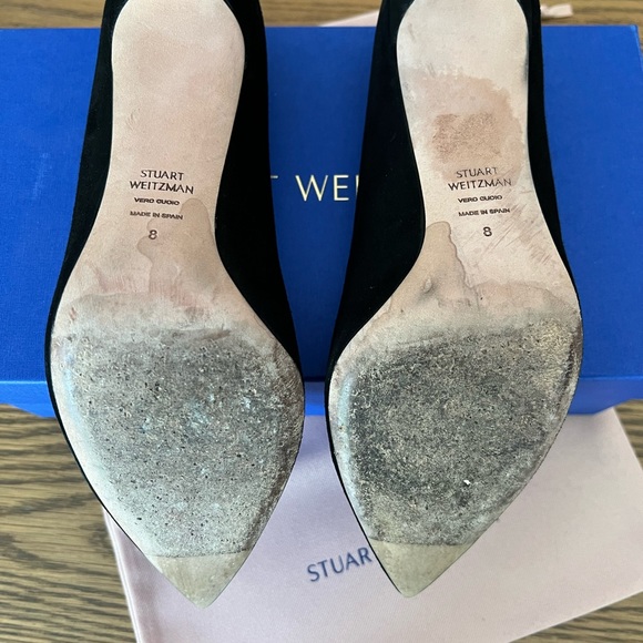 Stuart Weitzman Black Suede Pumps, Size 38.5 - Picture 7 of 12